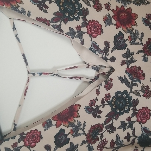 Forever 21  print long sleeve crop top blouse tie in back - Picture 2 of 6